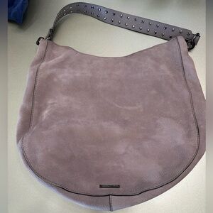 Rebecca Minkoff suede purple bag with removable crossbody strap
